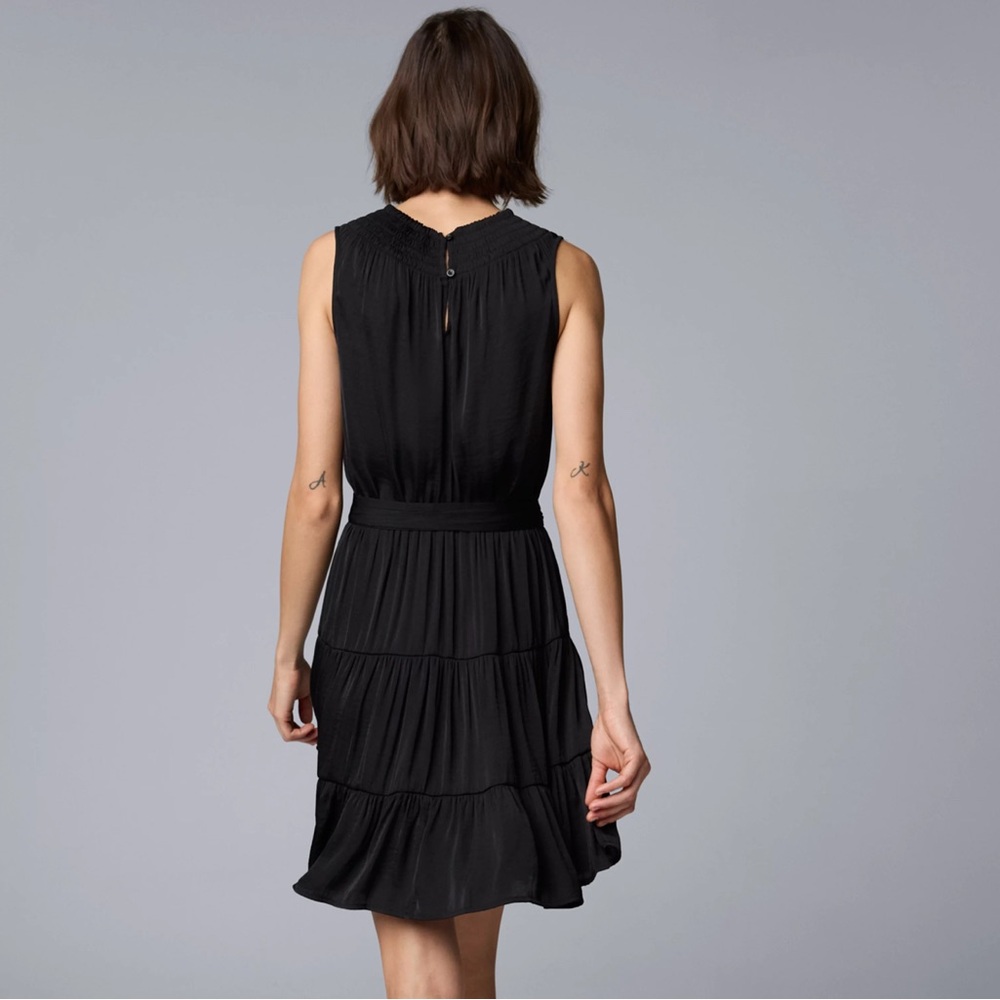Simply Vera Wang Black Pleated Mini Sundress - Picture 2 of 5